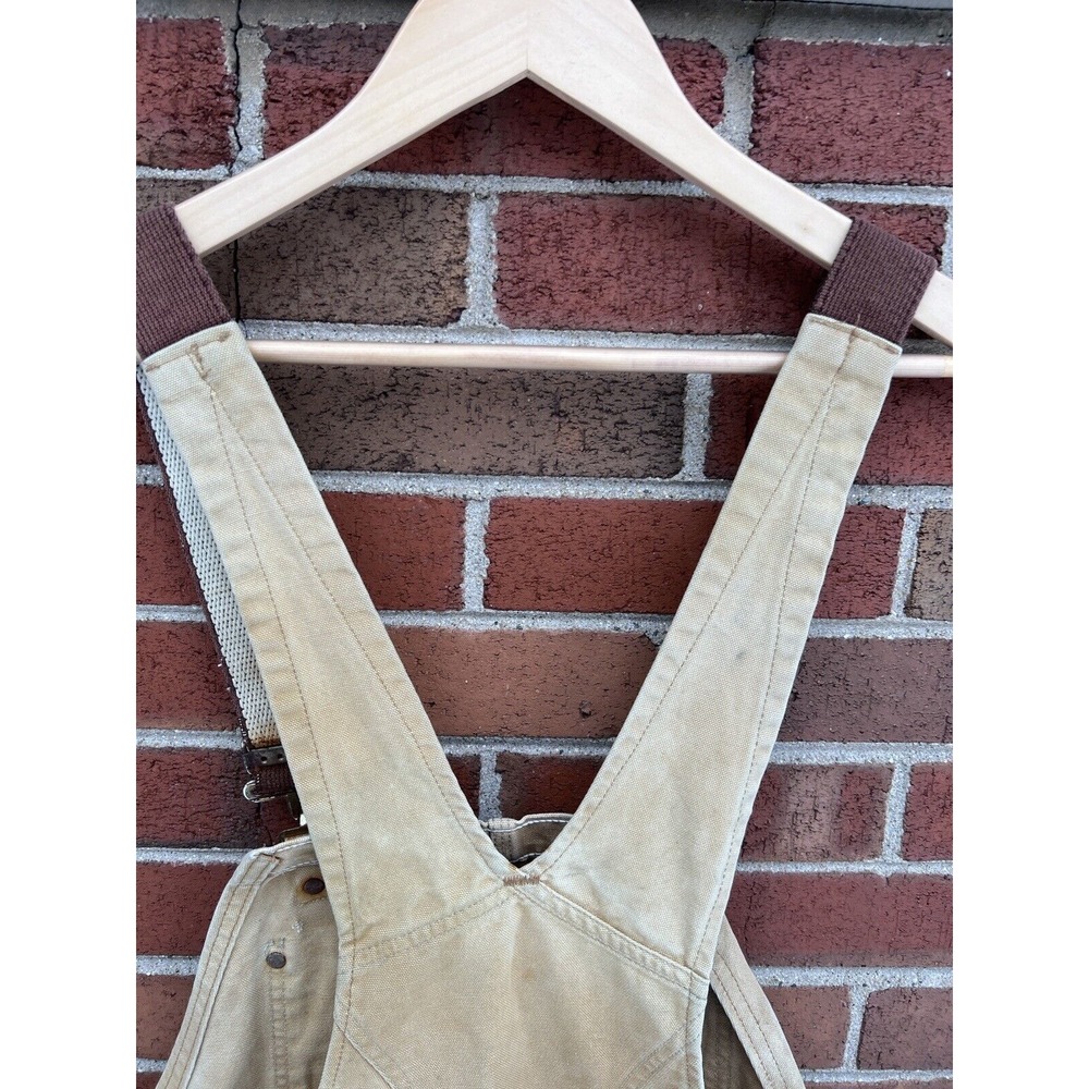 Vintage Carhartt Bib Overalls Quilted Lined Distressed Workwear Size 36x30 Brown - Picture 9 of 15